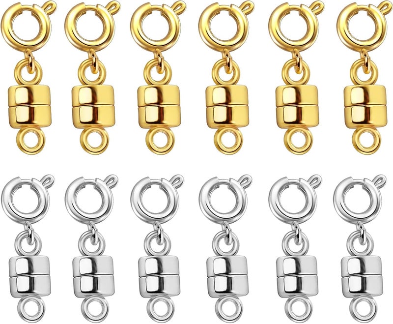 Qulltk Magnetic Necklace Clasps and Closures,Converters Jewelry Clasps for Bracelet Necklaces Chain,Gold and Silver Plated Jewelry Making Necklace Clasps - Image 1